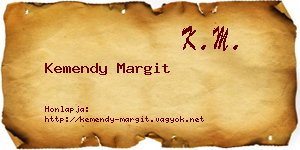 Kemendy Margit névjegykártya